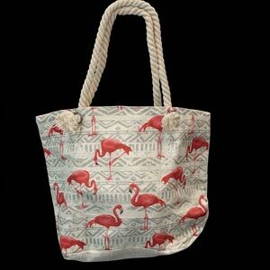 NWOT-Flamingo Tote or Beach Bag with Rope Handles-sz OS